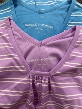 Lot Of 2 Carole Hochman Blue Purple Striped Kimono Lounge QVC Nightgowns Small
