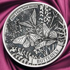 Australia 2026 P Butterfly 2 KILO Silver $60 Antiqued Coin