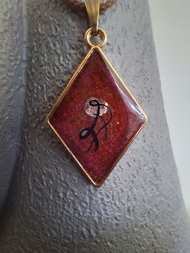Gold tone red diamond - gold, resin