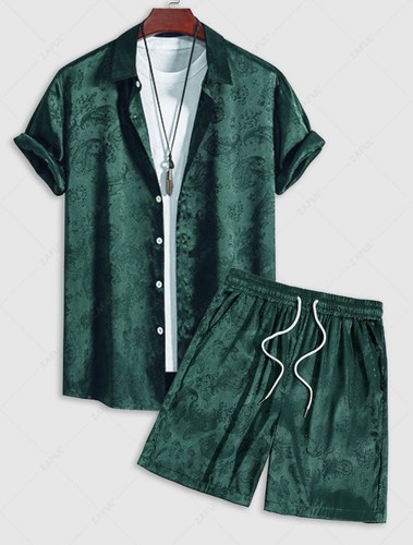 Men button paisley - up, satin