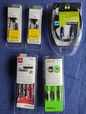 Job lot of audio leads including Belkin RCA Cable, jack leads and microphones