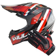 Wulfsport Off Road Iconic Adult Helmet Motocross Helmet + Wulf Attack Gloves ATV