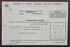 1941 London & North Eastern Railway Company Stock Receipt