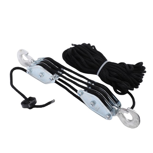 Pulley 15m black rope block - 3-pulley,