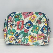 Vera Bradley Cuban Stamps Travel Case Cosmetic Makeup Bag Zip Closure Lined