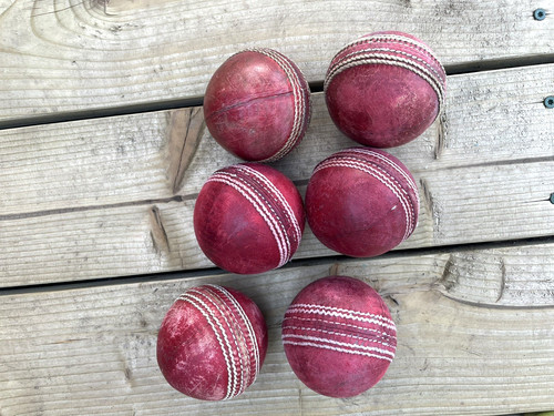 Red leather cricket balls - 6,