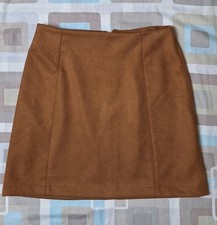New Look Tan Brown Stretch Suedette Jersey Mini Skirt - Size 8