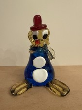 Vintage Hand Blown Solid Glass Seal Clown Figurine 8 Inch Murano Style