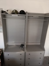 IKEA HAUGA Grey Open Wardrobe with 3 Drawers each + chest 6 drawers 