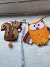 Felt Owl and Squirrel Hanging Decoration