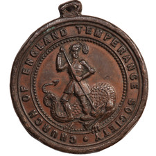 CHURCH OF ENGLAND TEMPERANCE SOCIETY ST. GEORGE & THE DRAGON SMALL MEDAL (#6836)