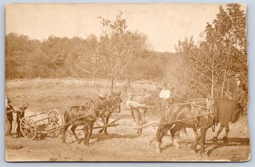 Antique farming scene - , with