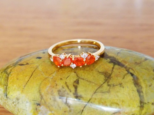Crimson fire opal - opal, zircon