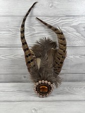 Pheasant Feather Brooch Pin – Country Highland Heritage Steampunk Jewel Detail