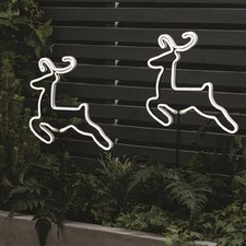 Habitat 2 Pack Neon Effect Reindeer Christmas Stake Lights Decoration
