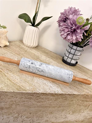White marble 46cm rolling - marble,