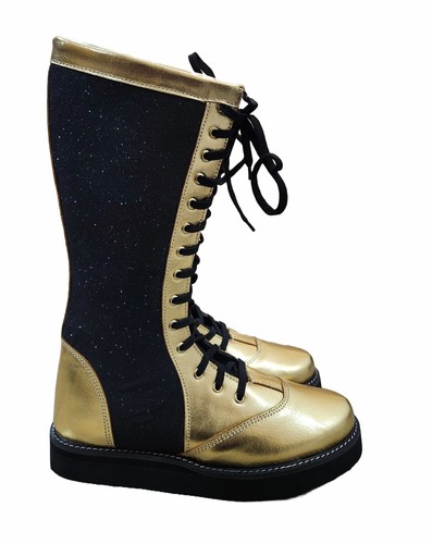 Pro wrestling boots black - wrestling, boots,