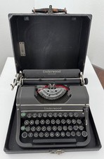 BEAUTIFUL Vintage 1939 Underwood Model F 4 Bank Portable Typewriter & Case NICE