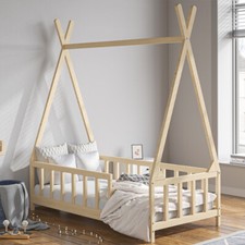 Single Kids Floor Beds Pine Wood House Bed Frame Toddler Children Bedstead Cabin