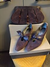 Van Dal Bijou Grape Suede/leather ladies’ shoe UK6.5 with matching clutch bag.