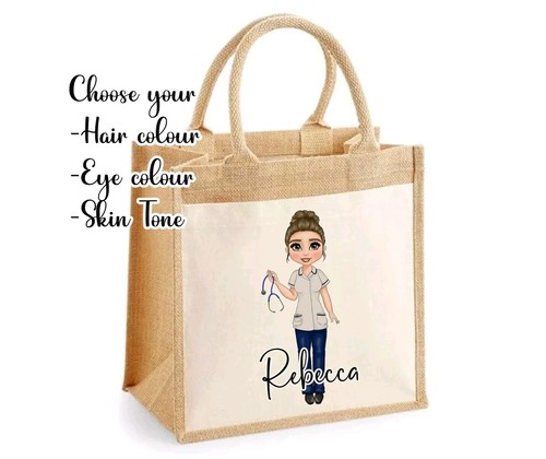 Personalised nurse jute bag - personalised,