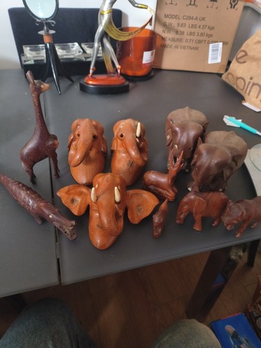 Job lot hand carved wooden - lot,