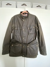 Belstaff Trialmaster Waxed Cotton Jacket Size UK42, Olive Green,
