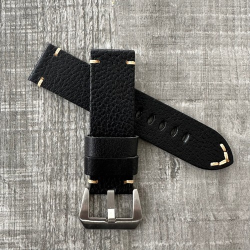 24mm black lychee leather - 24mm,
