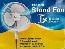 Techxin Electric FAN 16" 3 Speed Standing Fan - White with Remote Control