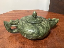 Vintage Chinese Spinach Jade Teapot