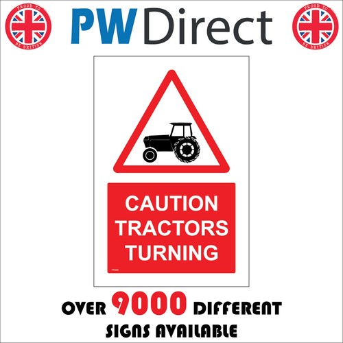 Sign caution tractors - tractors, turning