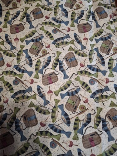 Fishing themed fabric fish - fishing, fabric,