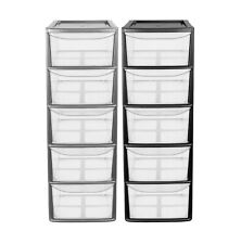 5 Drawer Plastic Storage Tower Unit Chest Home Bedroom Bathroom School Office