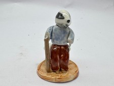 VINTAGE WOODLAND POTTERY HANDCRAFTED BADGER FIGURINE WITH WALKING STICK
