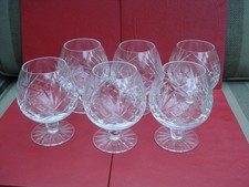 Vintage Set of 6 Lead Crystal Cut Glass Brandy Balloons - 5" Tall