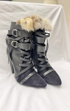 Isabel Marant Rob Icon Suede Fur Buckle Ankle Boots Shoes 40