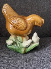 Vintage Ceramic Mother Hen And Baby Chicks Figurine 