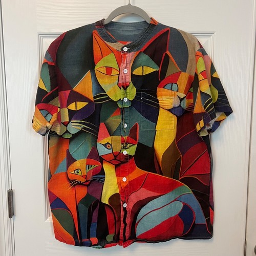 Cubist cat art print shirt - art,