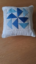 Small Handmade Patchwork Hand-quilted Silk Cushion With Pad