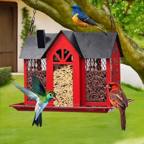 Hanging metal bird house - metal,