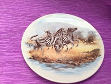 Poole Pottery England African Zebra Animal Transfer Cream Plate Small 6"