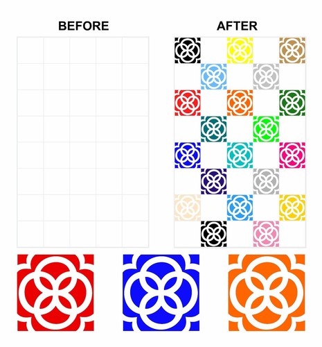 Coloured mosaic floral - coloured,