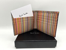 Paul Smith Signature Stripe Navy Blue Leather Billfold Wallet
