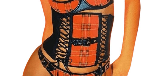 Ladies red tartan lace - red,
