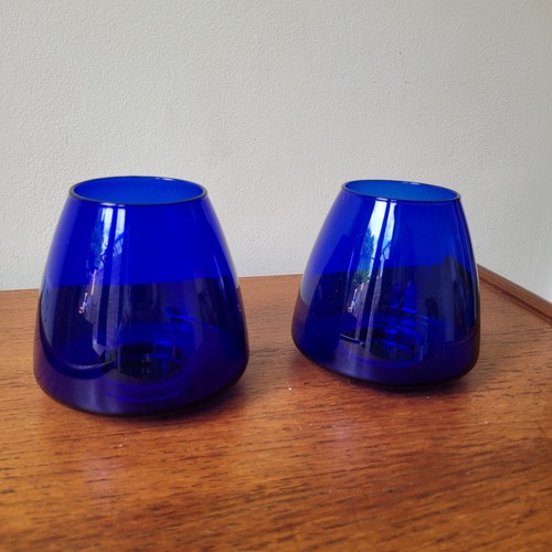 Pair vintage cobalt blue glass - vintage,