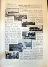 Old Print Midsummer Thames Hampton Henley Pea Shelling Market London 1902 20th