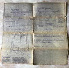 1939 WW2 Air Raid Shelter Plan Print Surveyors Office County Boro of Blackpool