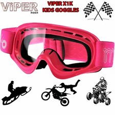 VIPER KIDS YOUTH JUNIOR MOTOCROSS GOGGLES MX CHILD OFFROAD MOTORBIKE RACING PINK