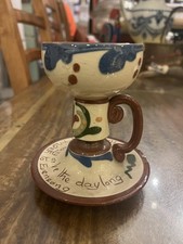 Vintage Torquay Ware, Aller Vale Pottery Candlestick Candle Holder Mottoware