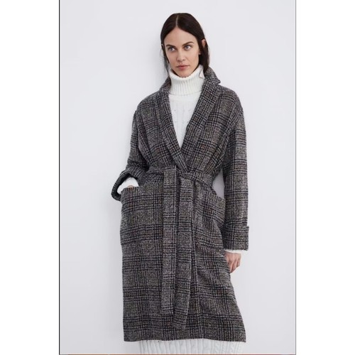 Zara mink belted plaid - mink,